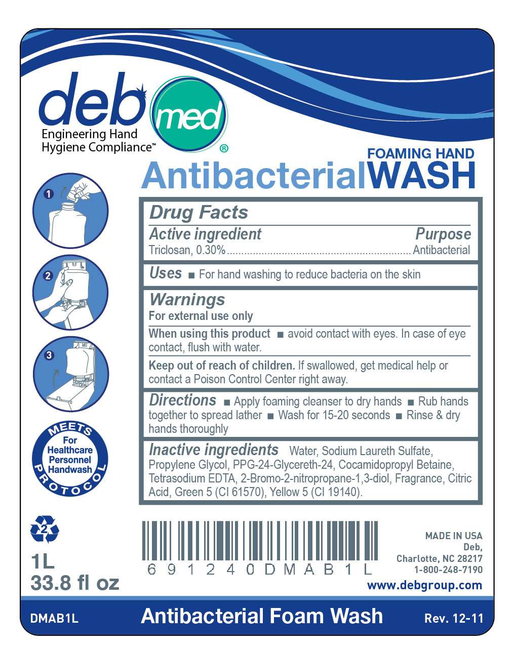 Deb Med Antibacterial Foam Hand Wash